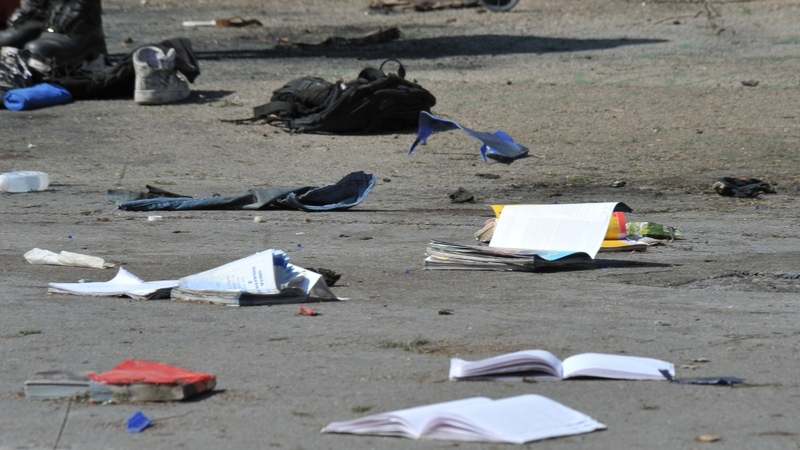 Debris was spread over the site of the bombing