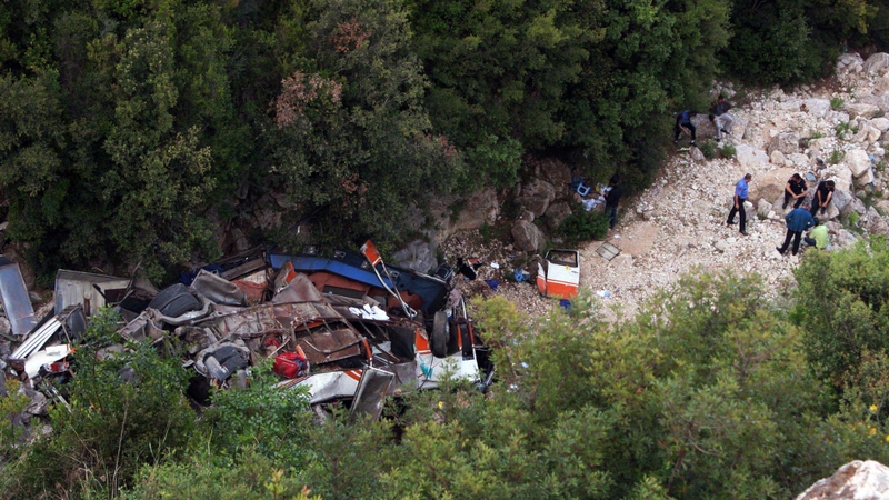 Bus carrying students plunged down a ravine