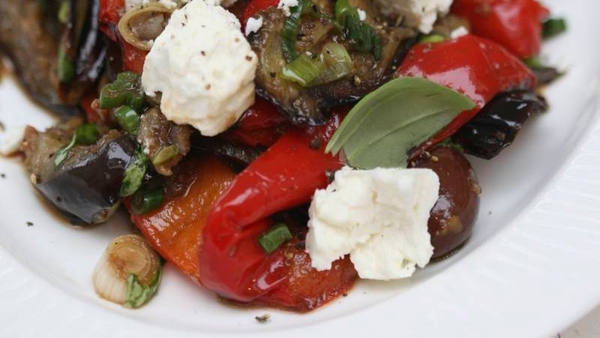 Roasted Vegetable Salad with Feta & Olives