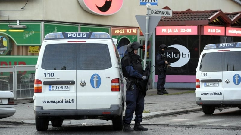 Police cordon off the area following multiple shootings by a gunman in Hyvinkaa