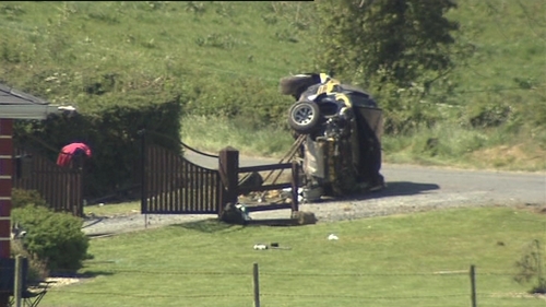 A man and a woman were killed after a car crashed and hit a group of spectators