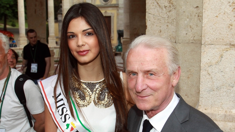 Giovanni Trapattoni, pictured with Miss Italy, Stefania Bivone, and his Republic of Ireland squad were given a very warm greeting in Montecatini