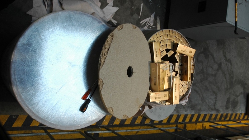 Cigarettes were found concealed in industrial paper reels