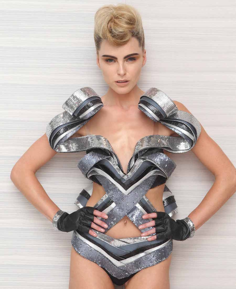 Sarah Morrissey wearing the winning design