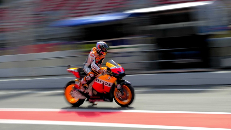 Australian Casey Stoner leaves the pits at the Catalunya racetrack in Montmelo