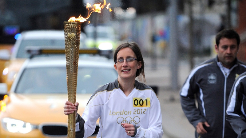 Karen Marshall was the first torch-bearer in the Northern Ireland relay