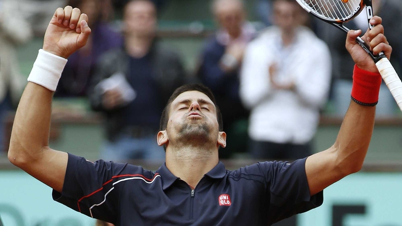 Novak Djokovic shows his relief after victory