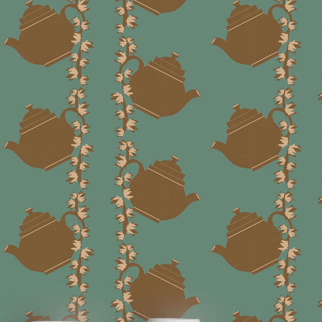 Floral Teapot Wallpaper; €198 from ATADesigns