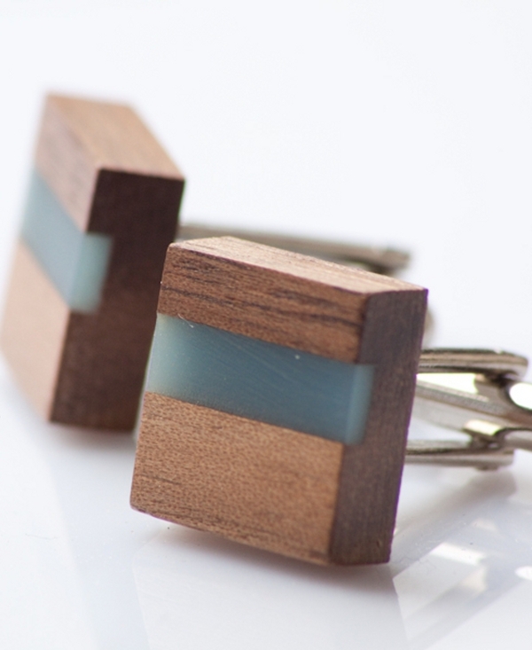 Walnut & Resin Cufflinks (available in red, green or blue) €40