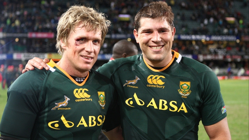 Jean de Villiers and Willem Alberts were all smiles after the victory over England