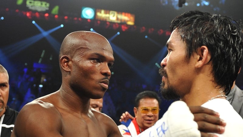 Bradley (L) is congratulated by the vanquished Pacquiao