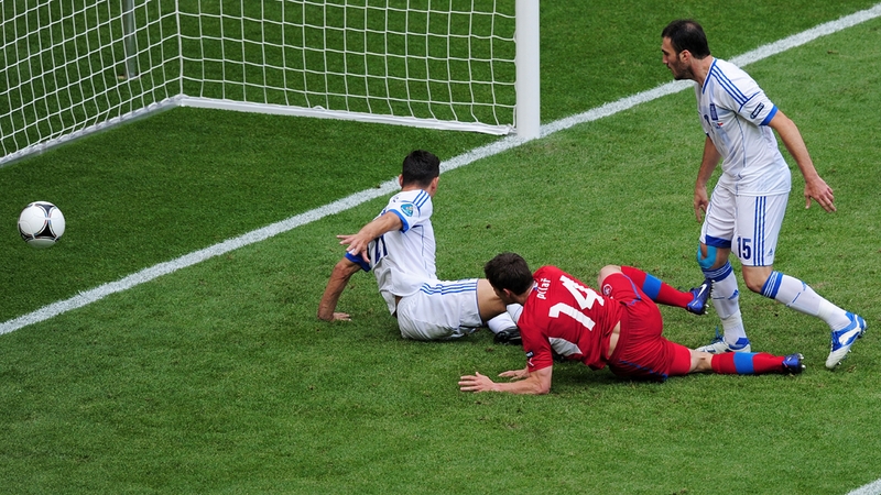 Vaclav Pilar scores his side's second goal in Wroclaw