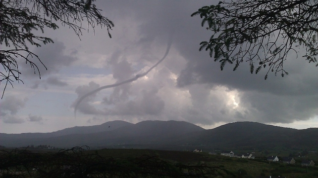 There were unconfirmed reports of a tornado over Sliabh Sneacht, Buncrana, this week (Picture sent to yourphotos@rte.ie by John O'Raw)