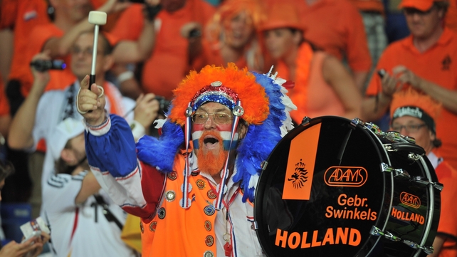 Live and let live - This supporter of the Oranje men bangs his drum and nobody bats an eyelid