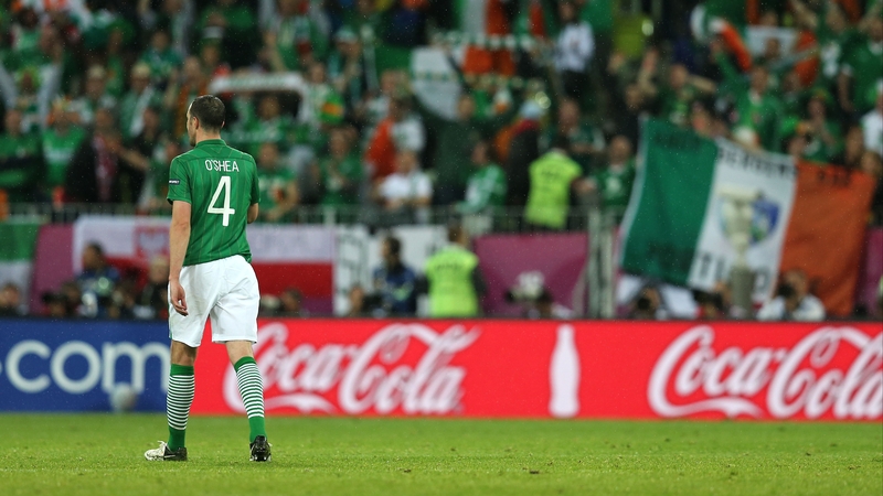 John O'Shea cuts a solitary figure after the final whistle in Gdansk