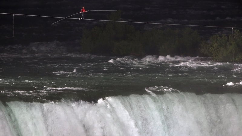 Aerialist Nik Wallenda walks over the Niagara Falls