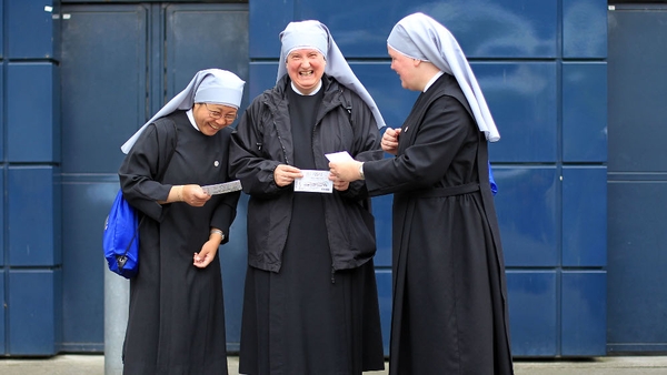 Nuns wait for entry to Croke Park for the closing ceremony of the 50th International Eucharistic Congress
