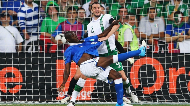 Where's the ball? Heading for the Irish net that's where