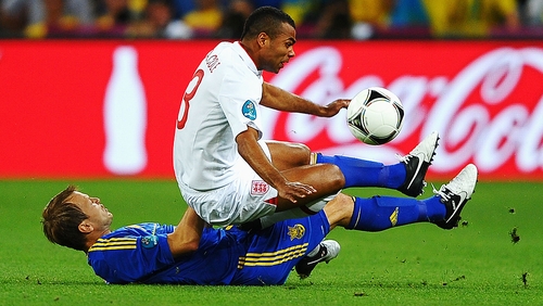 Ukraine's Oleh Husyev takes down Ashley Cole