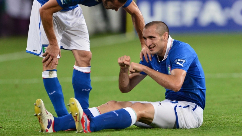 Giorgio Chiellini after picking up the injury against Ireland
