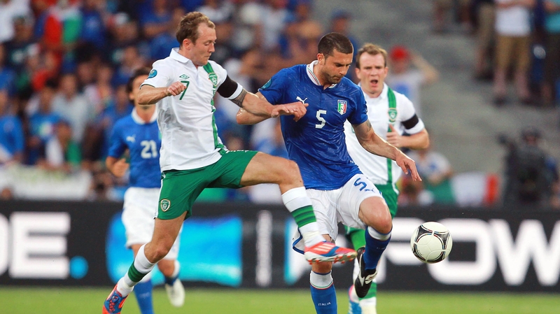 Thiago Motta is tackled by Republic of Ireland's Aiden McGeady