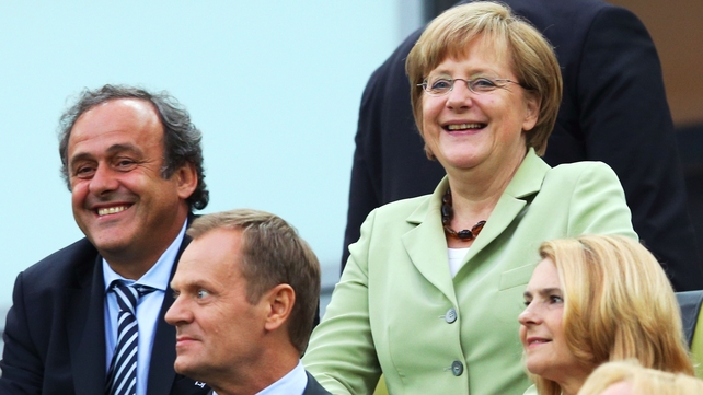 German Chancellor Angela Merkel was in attendance along with Micheal Platini