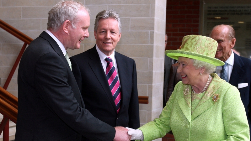 Sinn Féin's Martin McGuinness and Britain's Queen Elizabeth meet and shake hands in Belfast