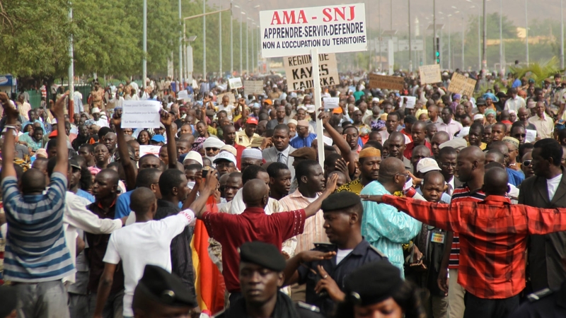 An April demonstration against the division of Mali