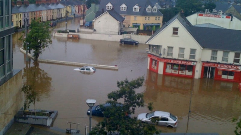 Heavy flooding along Clarke St and Casement St in Clonakilty, Co Cork (submitted via yourphotos@rte.ie)