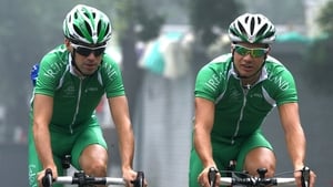 Philip Deignan (l) and Nicolas Roche competed for Ireland in road cycling. Deignan came 81st, Roche was 64th