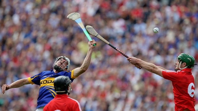 Patrick Horgan and Patrick Maher clash in the Munster SHC semi-final between Tipperary and Cork