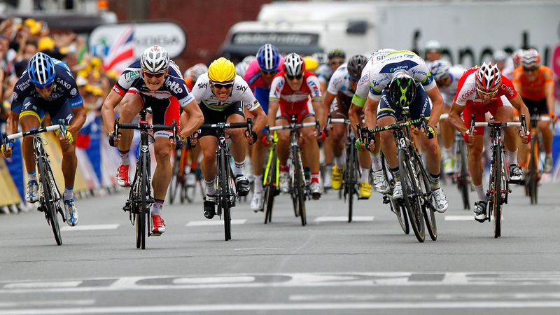 Andre Greipel (second from left) secured a second consecutive stage success on Le Tour in a sprint finish in Saint-Quentin