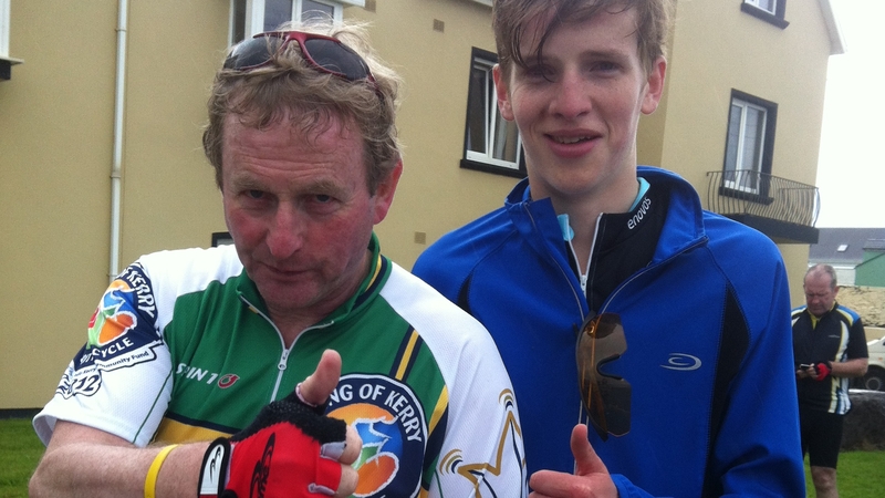 Enda Kenny and his son Ferdia before setting off on the cycle
