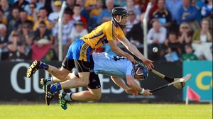 David Treacy in the wars again as Patrick Donnellan comes through the back of him