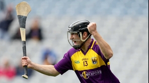 Jordan Broades celebrates Wexford's opening goal