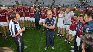 Cunningham and selector Mattie Kenny address the Galway squad as they turn their attentions to the All-Ireland series