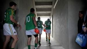 Leitrim players make their way out for the start of the game at Páirc Seán Mac Diarmada