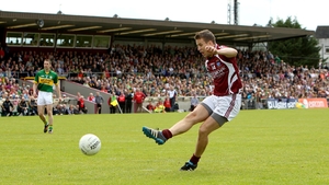 Westmeath's David Glennon scores the Lakesmen's first goal of the game from a penalty