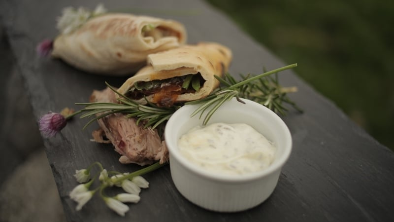 Surf 'N' Turf: Kashmiri Charred Goat, Naan, Toasted Cumin And Honey Raita