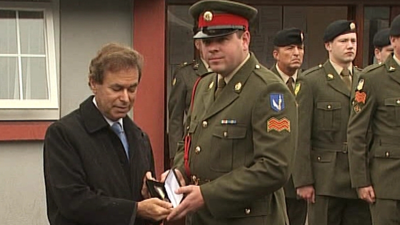 Corporal Andrew Kelly, a serving member of the Defence Forces, was presented with the medal
