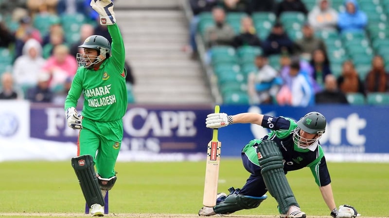 Ireland's Niall O'Brien is stumped by Bangladesh's Mushfiqur Rahim at Stormont