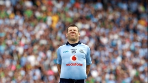 Dublin's Kevin McManamon grimaces during the national anthem before the senior decider at Headquarters