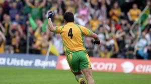 Donegal's Frank McGlynn celebrates after he scores his side's second goal