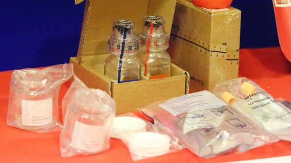 Pictured is the doping control kits issued to all athletes should they be tested for banned enhancement drugs at the Team GB training camp at Loughborough University