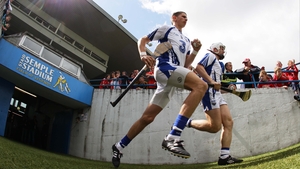 Waterford's Maurice Shanahan and Stephen Molumphy make their way out for the start of the game at Semple Stadium