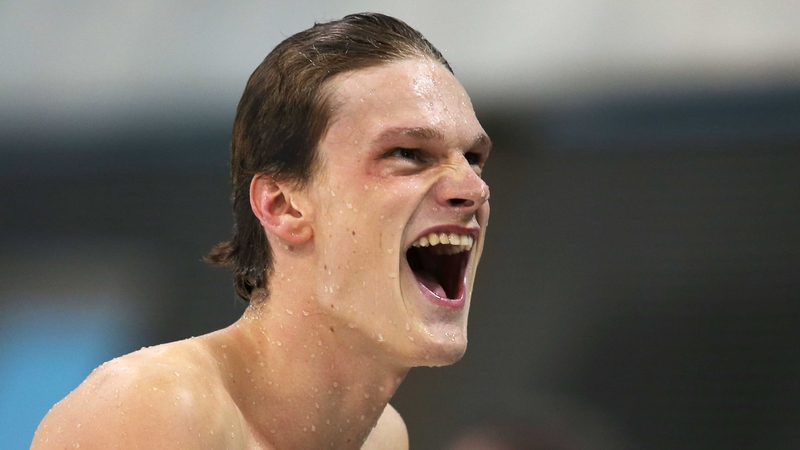 Yannick Agnel shows his delight after the race