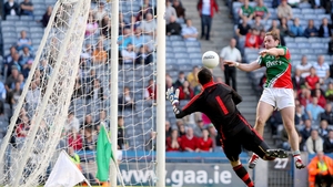 Mayo's Michael Conroy finishes his side's third goal to the net