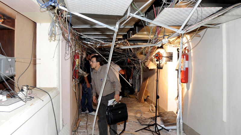 A bomb exploded in Syrian state television and radio building in Damascus