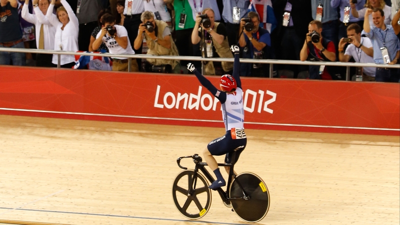 Jason Kenny celebrates after taking gold for Great Britain