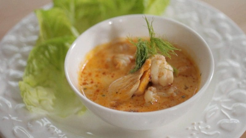 Surf 'N' Turf: Chicken, chorizo and prawns in a prawn cream from Paul Flynn